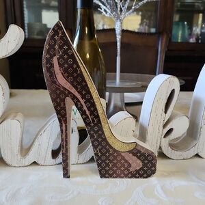 Brown and Gold Decorative Shoe Accent